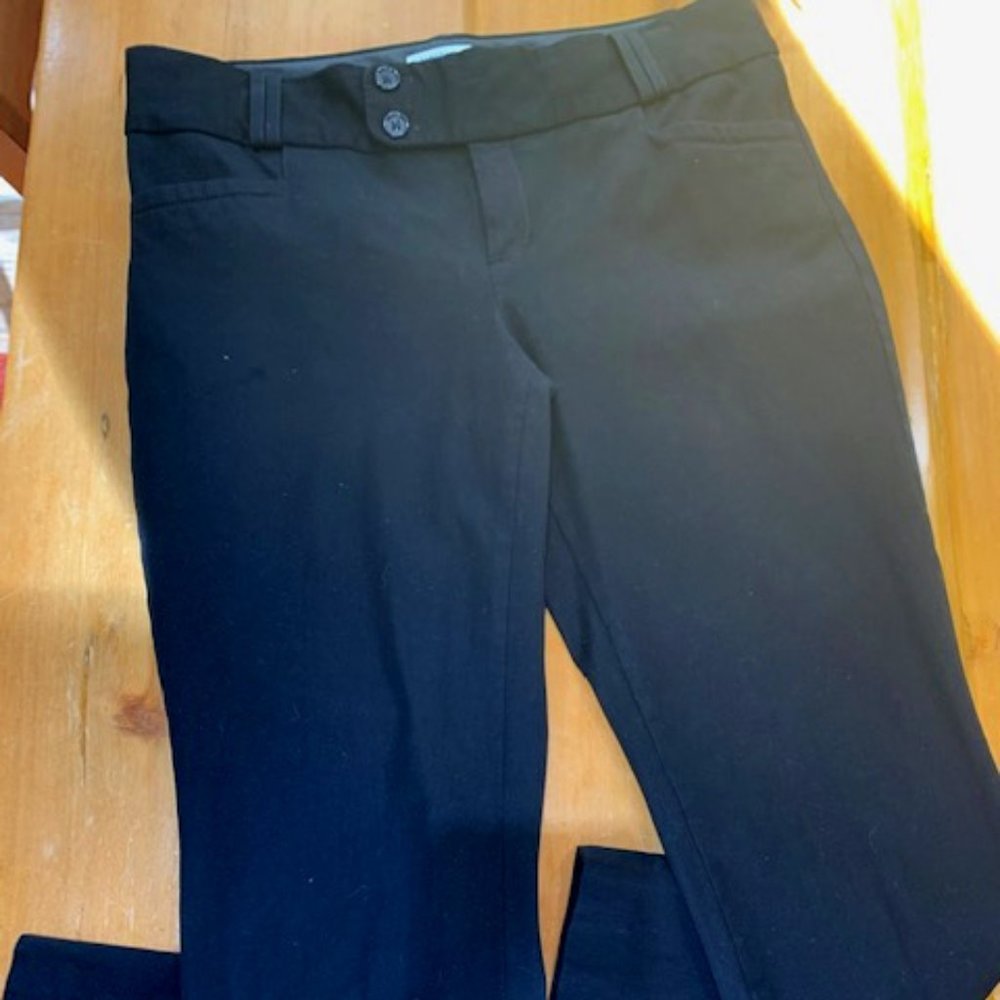 VTG Banana Republic Black Crop Stretch Pants Sloan Fit  V/306830 Front Zip Wm 6
